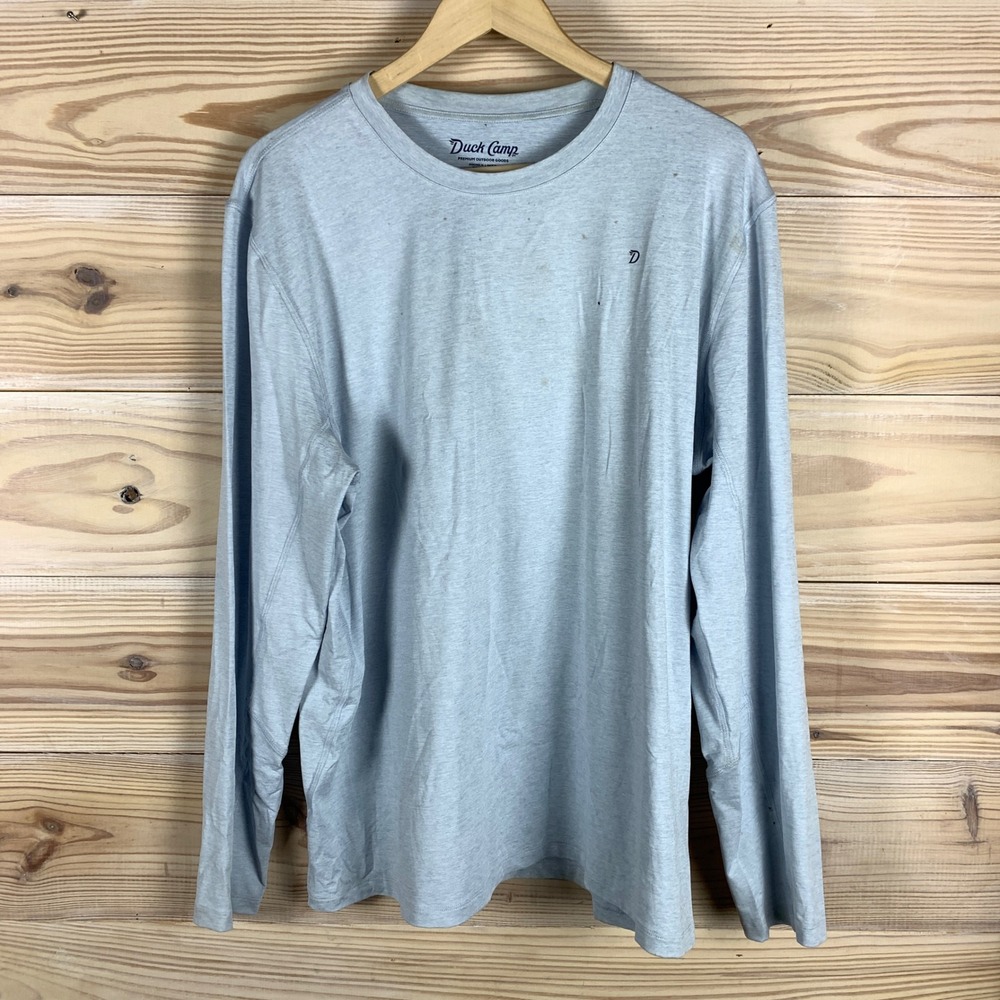 Duck Camp Shirt Mens L Blue Long Sleeve Fishing Premium Outdoor Goods Tee